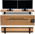 ULTRARM Moodular Wooden Monitor Stand 45.6” (116cm) Large Desk Organizer with Metal Slide Rails for Drawer, Tray, Laptop, Tablet, Phone & Headphones Customizable Riser for Organized Workspace Oak