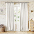 Pinch Pleated Blackout 108 Inch Bedroom Linen Curtains 2 Panels Ivory White | by Twodrapes