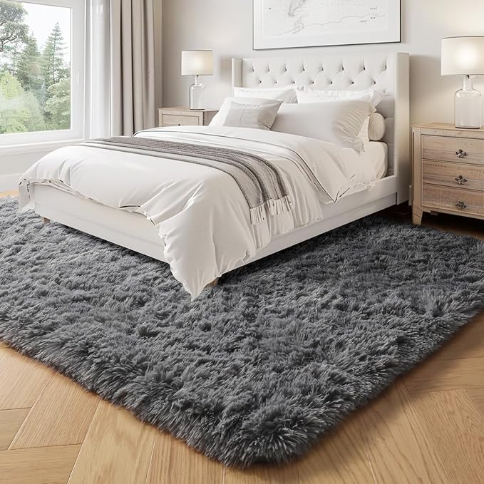 Plush Washable Area Rugs for Living Room 5x7 Grey, Soft Shaggy Rugs Carpets - Image 4