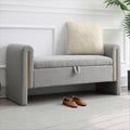 52" Upholstered Storage Bench, Wood Frame | Mid-century storage ottoman bench by CreateYourPerfectSpace