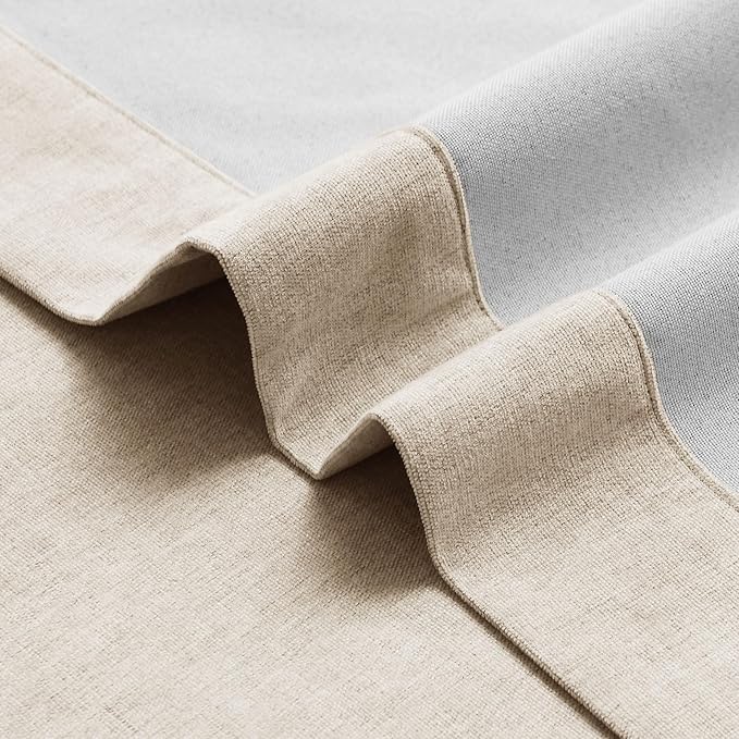 Macochico 100% Blackout Curtains Thermal Insulated Noise Reducing Chenille Curtains for Hotel Auditorium Bedroom Living Room Grommet Taupe Curtains with Tieback Classic 52" Wx84 L 1 Panel