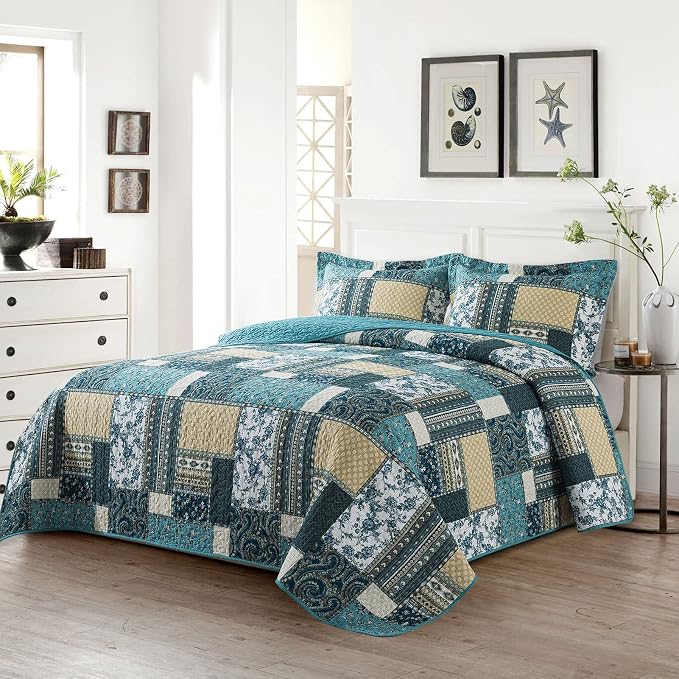 VAPUTAR Farmhouse Quilts King Size, 100% Cotton Face King Quilt Bedding Set | 3 - Image 2