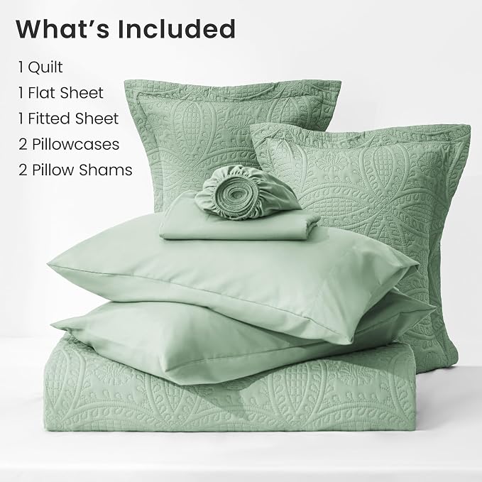 Love's cabin Queen Quilt Set Sage, Bed in a Bag Queen Size Bedding 7 Pieces - Image 7