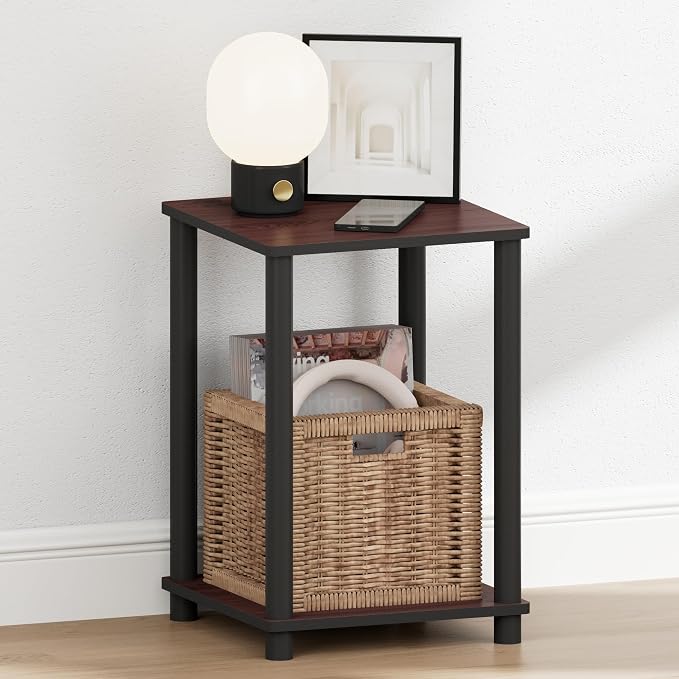 Furinno Turn-N-Tube Night Stand, 2-Tier Open Shelf Design Nightstand, Toolless - Image 4