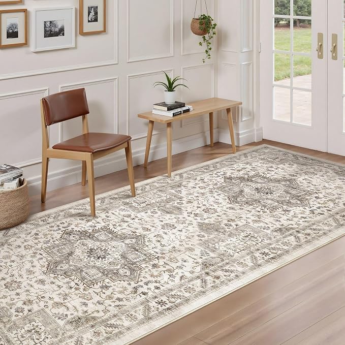 cotiled 3x8 Hallway Runner Rug for Entryway, Non-Slip Vintage, Light Brown | - Image 2