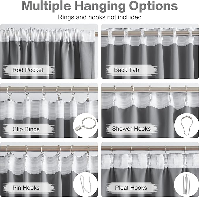 132 Inch Curtains Extra Long Back Tab and Rod Pocket Thermal Insulated Blackout - Image 3