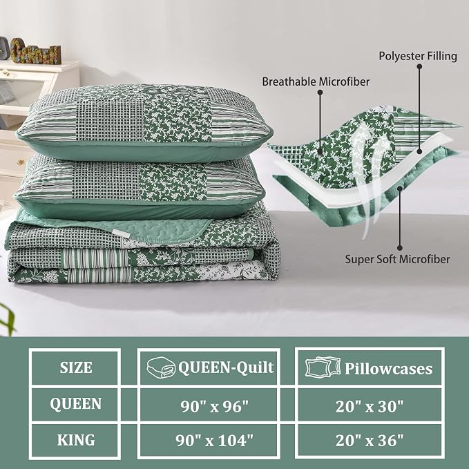 Mybedsoul Boho Quilt King Size, Patchwork Reversible Bedding Set, 3 Pieces - Image 5