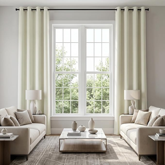 KOUFALL 105 Inch Curtains for Bedroom Living Room, Set 2 Two Panels, 105 in by KOUFALL