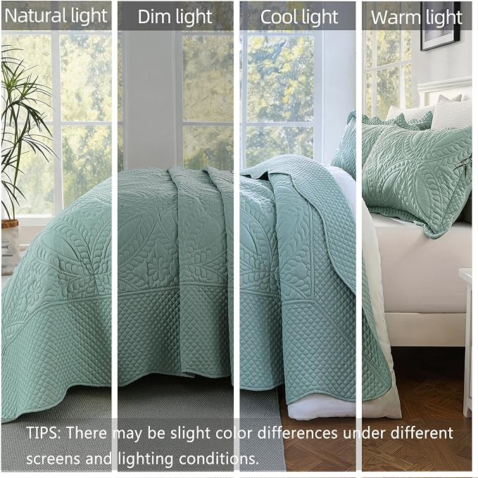 Cmfshape Oversize King Size Bedspread 128"x120", 3 Piece California King Quilt - Image 4