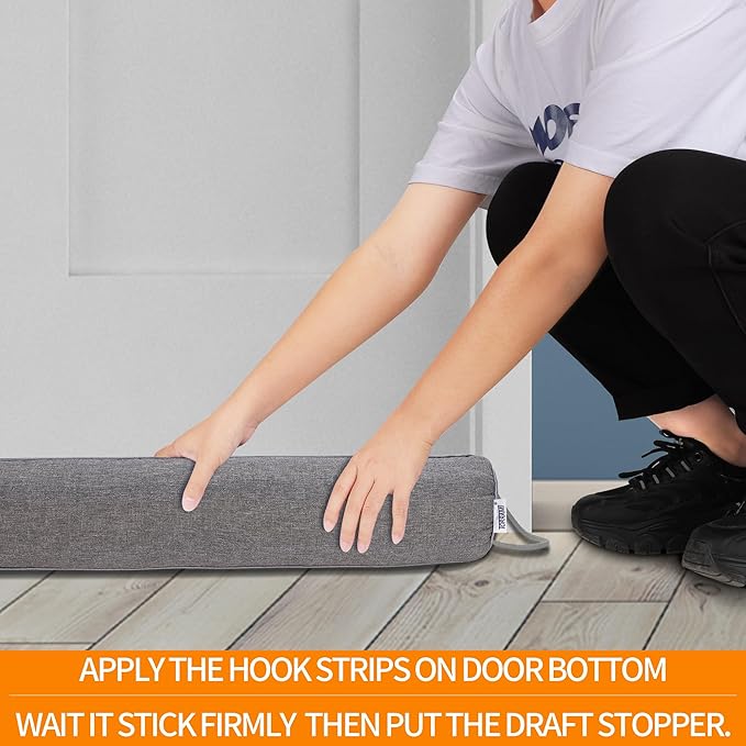 TORRAMI 38" Door Draft Stopper for Bottom of Doors, Seal Blocks Hot Air, Noise, Bugs, Keeps Cold AC in Window Gap Filler Draft Stoppers,Gray