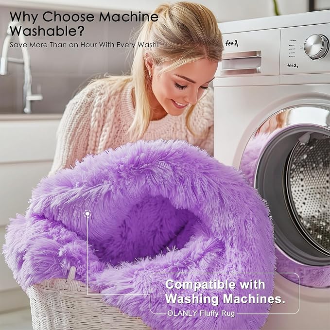 OLANLY 3x5 Machine Washable Small Bedside Rug, Soft Fluffy Shaggy Rugs - Image 2