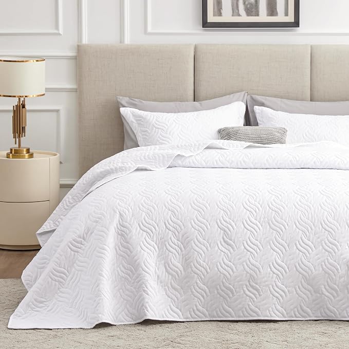 Love's cabin Quilts for Full Bed White Bedspreads Bedding Set by Lovescabin