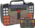 Aptbyte Battery Organizer Storage Holder Box Case with Tester- 269 Batteries Double-Sided Variety Pack, Holds AA AAA 4A C D Cell 9V 3V Lithium LR44 CR2 CR123 CR1632 18650 Button- Grey