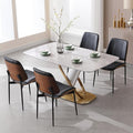 BV Dining Chairs Set of 4, PU Leather Armless Kitchen Chair in Modern Walnut Style, Mid Century Bentwood Side Chair with Metal Legs, Retro Accent Guest Chair for Kitchen Dining Room(Black)
