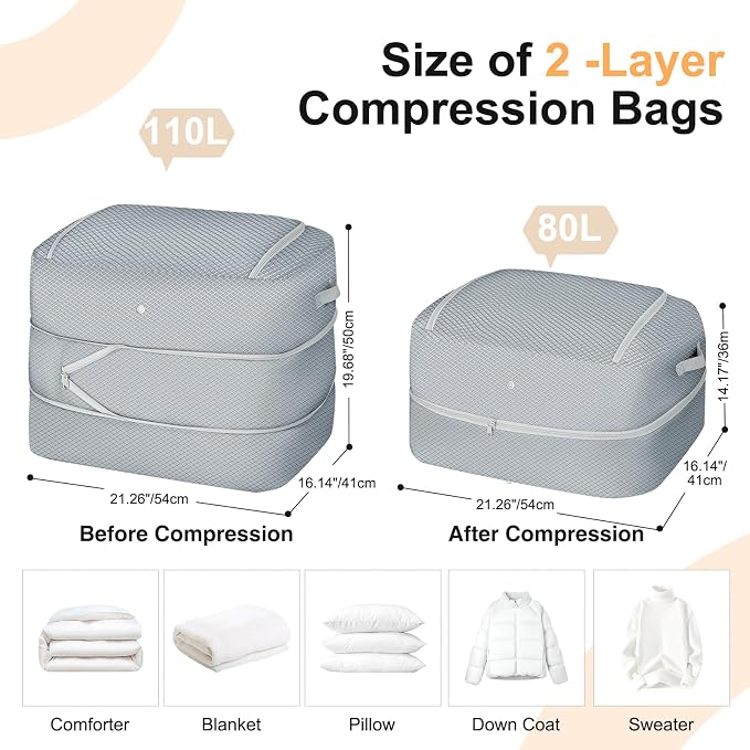 Comforter Storage Bag - 110L Large Capacity Blanket Storage Bags 2-Layer Ultra - Image 2