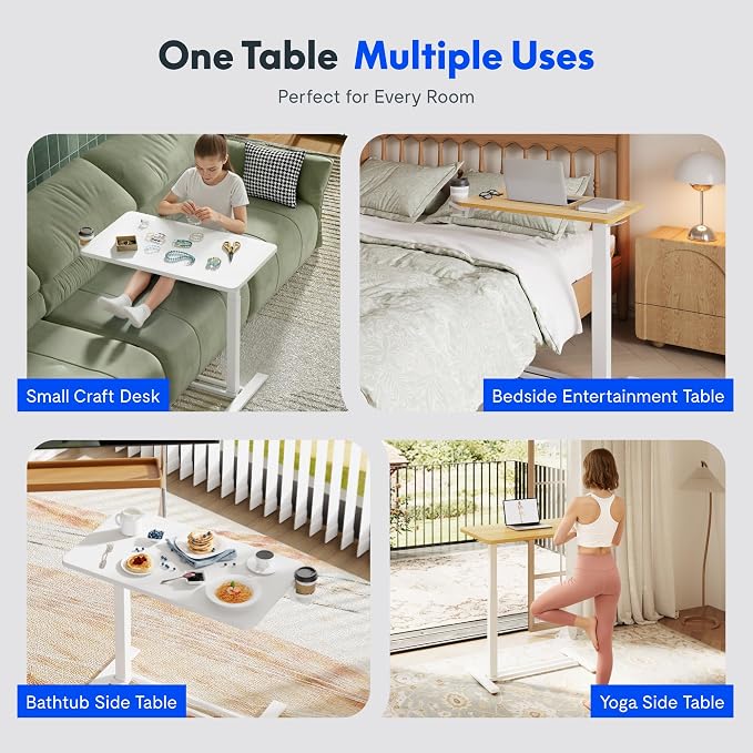 FLEXISPOT H7 32" Pneumatic Height-Adjustable Overbed Table - Image 11