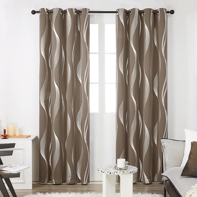 Deconovo Curtains for Living Room, Pattern Blackout Curtains 45 Inches Long | - Image 2