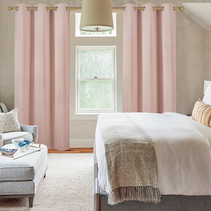 Diraysid Blush Pink Grommet Blackout Curtains - Image 8