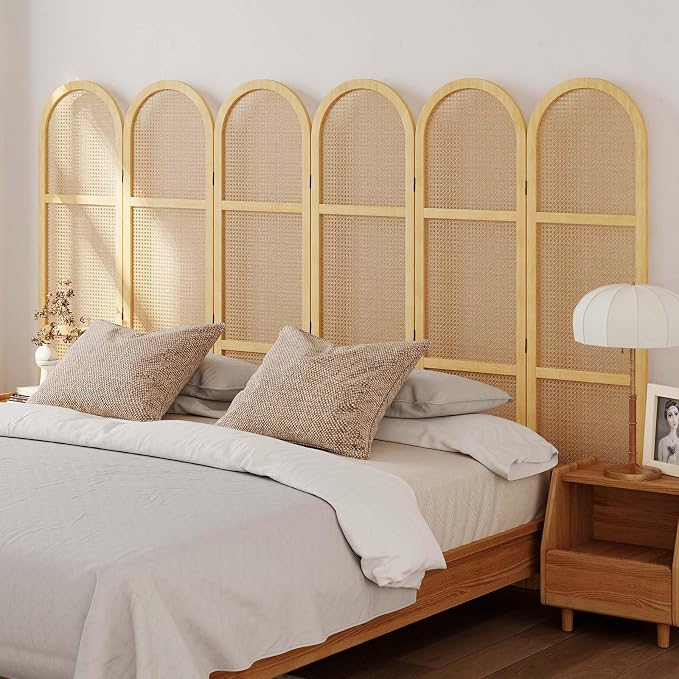 Svimi Room Dividers and Folding Privacy Screens, 5.6 Ft Double Hinged Rattan - Image 4