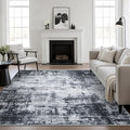 Area Rug Living Room: 4x4 Modern Washable Soft Carpet Dark Black | by FXRHLP