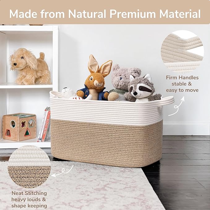 Goodpick Large Woven Rope Blanket Basket, Nursery & Living Room Organization - Image 6