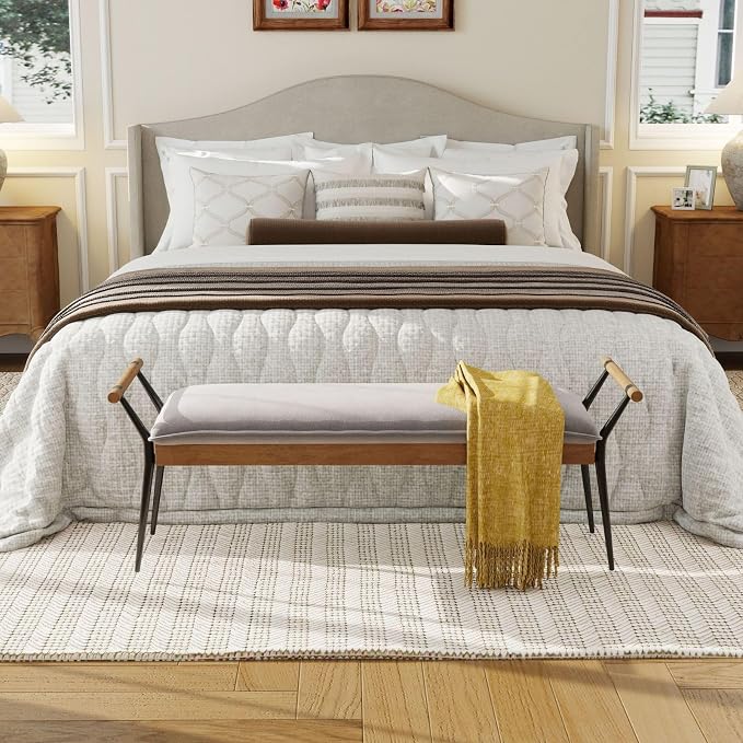 LukeAlon Modern Chenille Ottoman Bench - Image 5