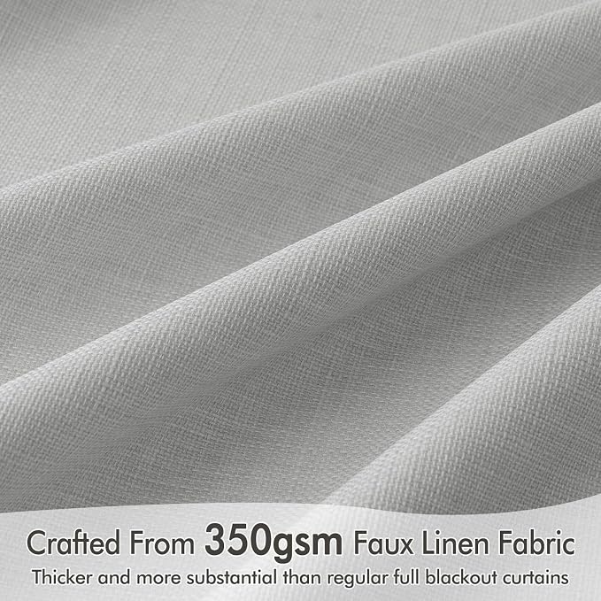 MIULEE 100% Blackout Back Tab Pleat Linen Curtains 50" Wx84 L, Thick Faux Linen - Image 4