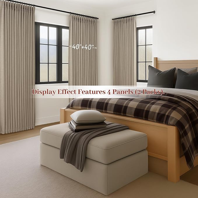 Light Taupe Blackout Sliding Patio Door Curtains 92 Inches Long 2 Panels Set - Image 8