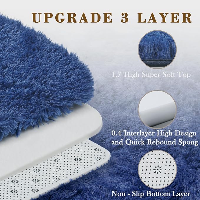 6x9 Shag Area Rug for Living Room, Royal Blue Soft Plush Fluffy Carpet | - Image 2