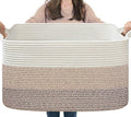 Goodpick Large Woven Rope Blanket Basket, Light Brown | 21.6'' x 14.9'' x by Goodpick