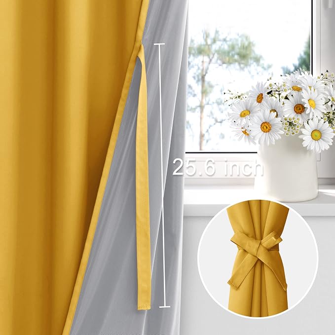 XWZO 100% Blackout Curtains 45 Inches Long - Image 3