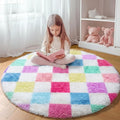 KICMOR Pink Rainbow Round Rug for Bedroom Girls, Cute Fluffy Soft 4ft Circle by KICMOR