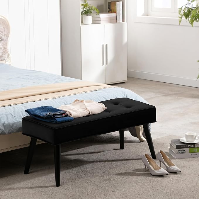 LOULENS Entryway Bench, Button Tufted, Upholstered Bench - Image 2