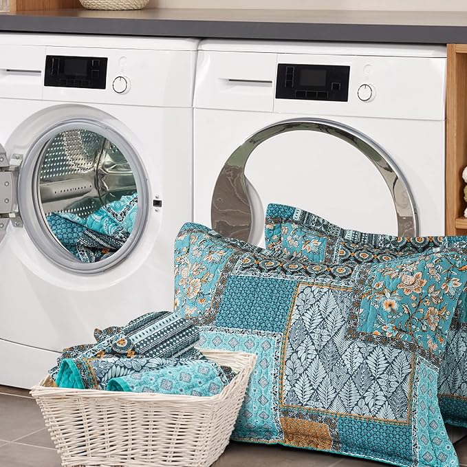 BEDIFANY Cotton Queen Size Quilt, Lightweight Bedspread Queen Size | Teal - Image 8