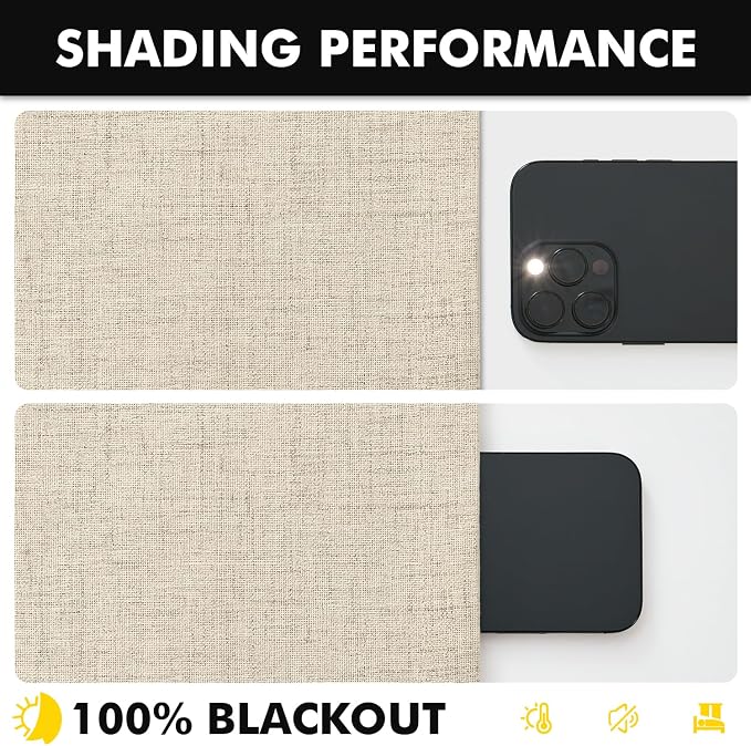 MIULEE 100% Blackout Linen Curtains 42 x 63 Inch Cobblestone 2 Panels | Thermal - Image 7