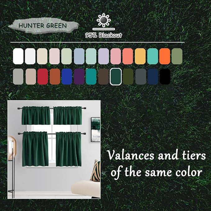 Dark Green Blackout Thermal Insulating Window Curtain Panels - Image 3