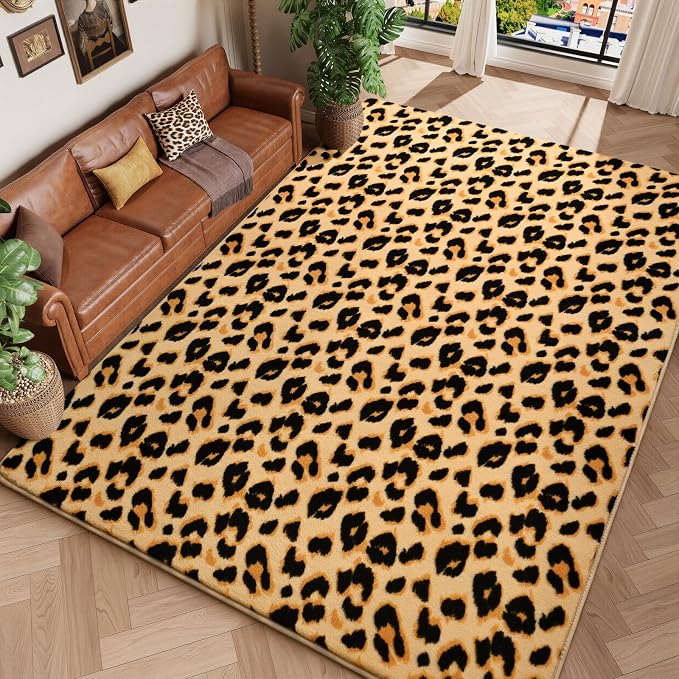 Soft Leopard Rugs for Bedroom Living Room, 6x9 Cheetah Print Rug | Fluffy - Image 8