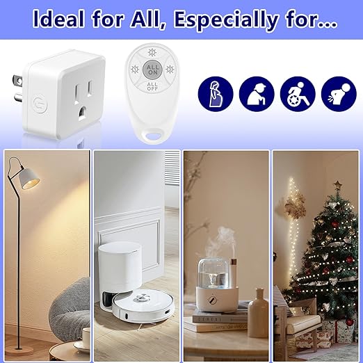 Greencycle Remote Control Outlet,2 Wireless Light Switches and 1 Outlet Plug,Remote Outlets Switch,No Wiring Needed,500ft Range Coverage,15A/1500W for Lamps,Fans,TV,FCC Certified, White