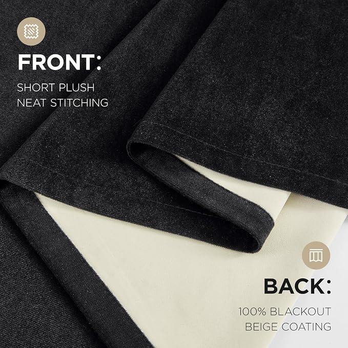 Joydeco 100% Blackout Curtains Velvet Black Out Curtain 84 Inch Drapes | - Image 9
