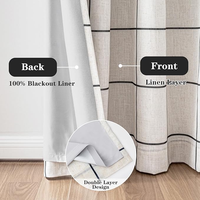 100% Blackout Curtains for Bedroom Room, 2 Thick Layers Thermal Insulated - Image 3