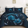 Mybedsoul King Size Quilt Set Dark Blue, Reversible Polyester Coverlet Set by Mybedsoul