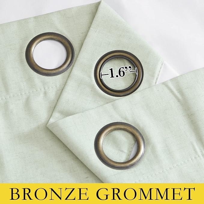 NICETOWN Sage Green Blackout Linen Curtains 95 inches Long, 2 Pieces, Bronze - Image 5