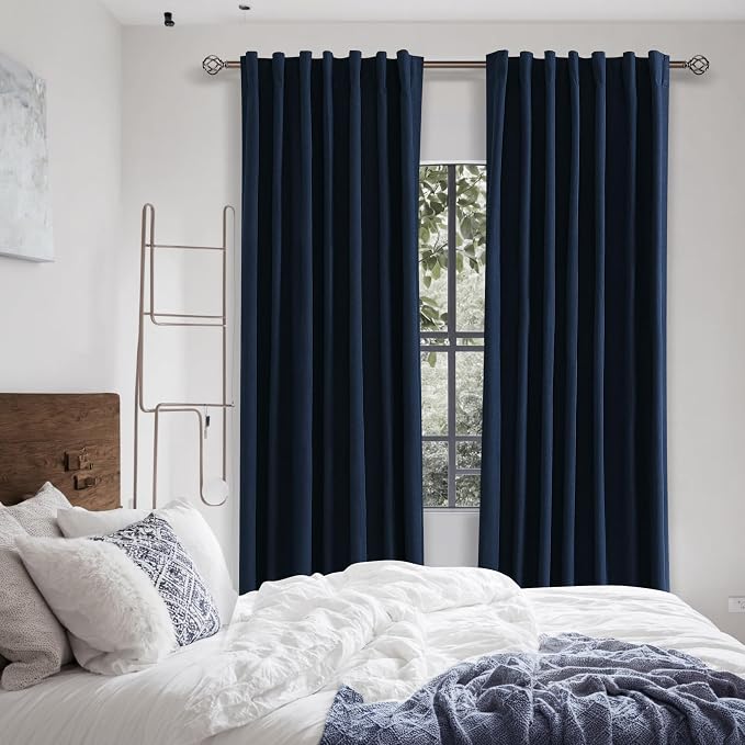 Navy Blue 100% Blackout Curtains 108 Inch Length 2 Panels Set - Image 5