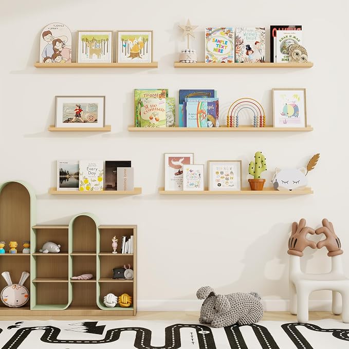 Picture Ledge Shelf, Solid Pine Wood Floating Shelves Set of 2, 24 Inches - Image 7