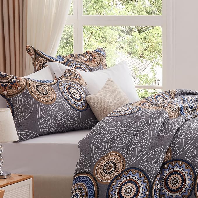 3 Pieces Full/Queen Size Quilt Set Lightweight Summer Bedspread 90''x98'' Soft - Image 6