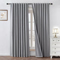 100% Blackout Curtains 96 inch Length 1 Panel Faux Linen Long Drapes by Zyvola