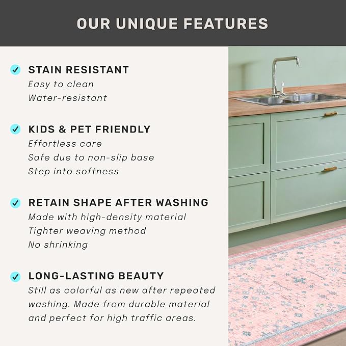 Washable 3x5 Pink Rugs for Girls Bedroom Beside Bed, Nursery Rug, Soft Faux - Image 7