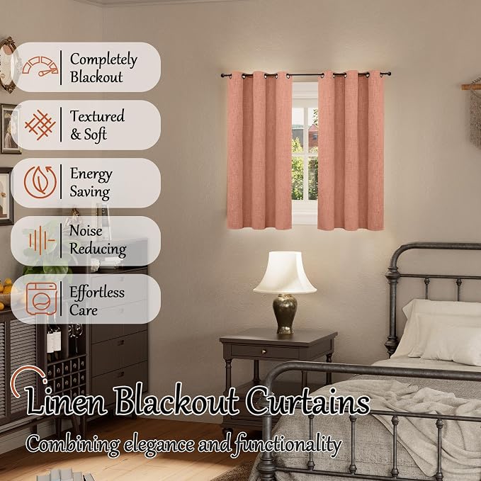Terracotta Blackout Curtains 45 Inch Length Each 38 Wide 2 Panels | Short - Image 2
