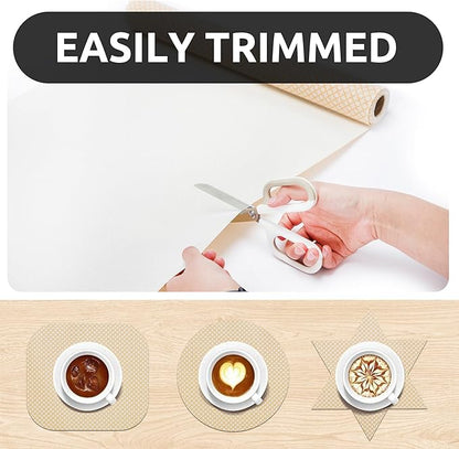 RAY STAR 12X120 Inch Shelf Liner for Kitchen Cabinets, Non-Adhesive Cabinet Liner Washable, PVC Drawer Liner for Dresser Non-Slip Bathroom (Yellow Circle)(5 Roll)