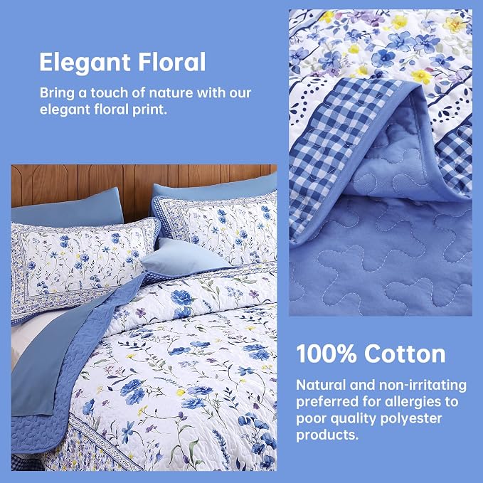WONGS BEDDING Floral Quilt Set Full Size - Image 4